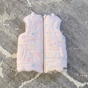Sprout Pink Puffy Reversible Vest - 12-18M